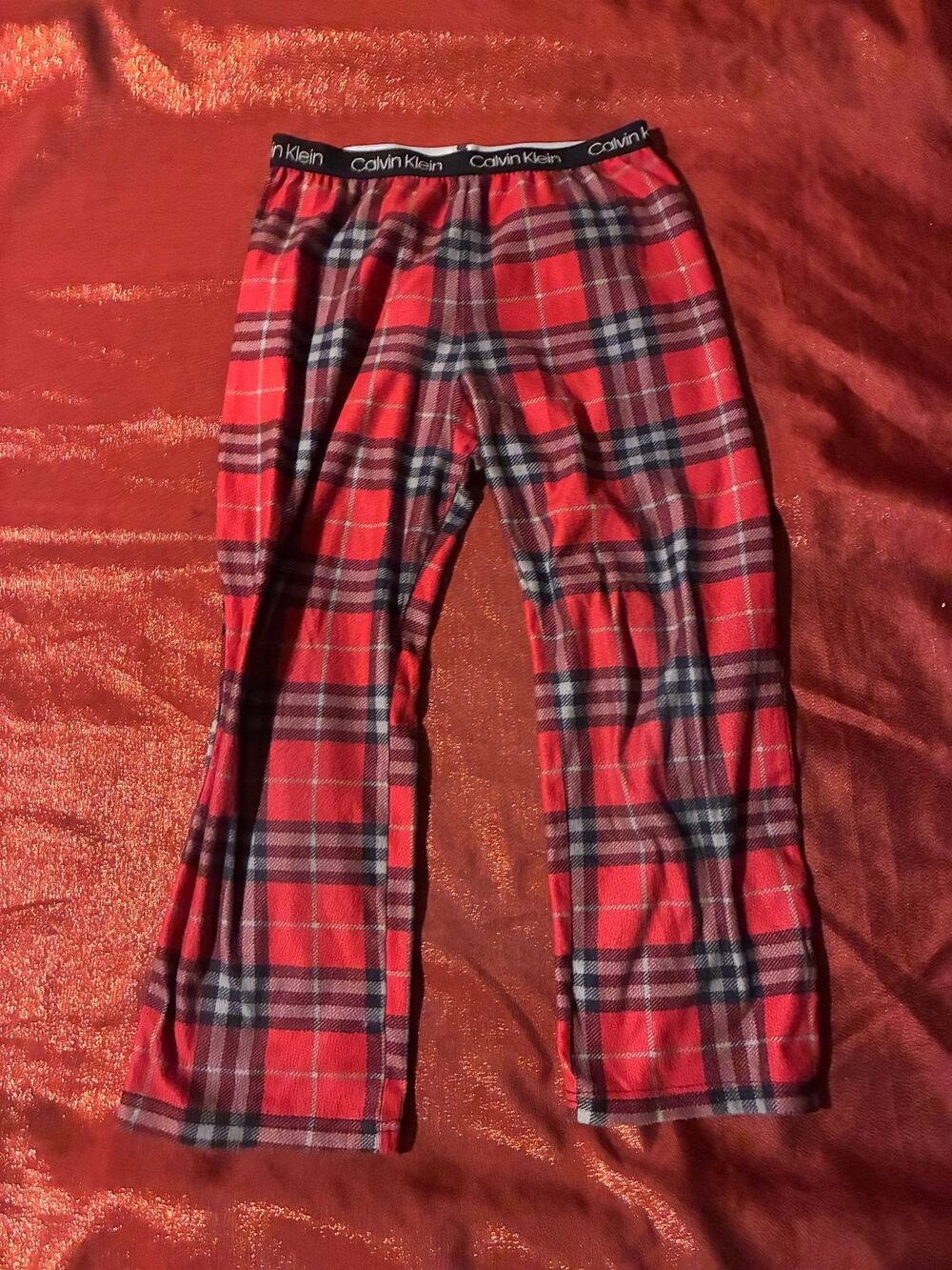Calvin Klein Pajama Pants Mens M Red Plaid Lounge Sleep Elastic Waistband
